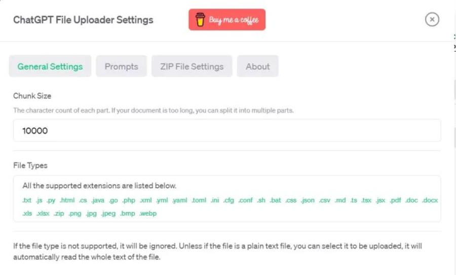 ChatGPT File Uploader Extended